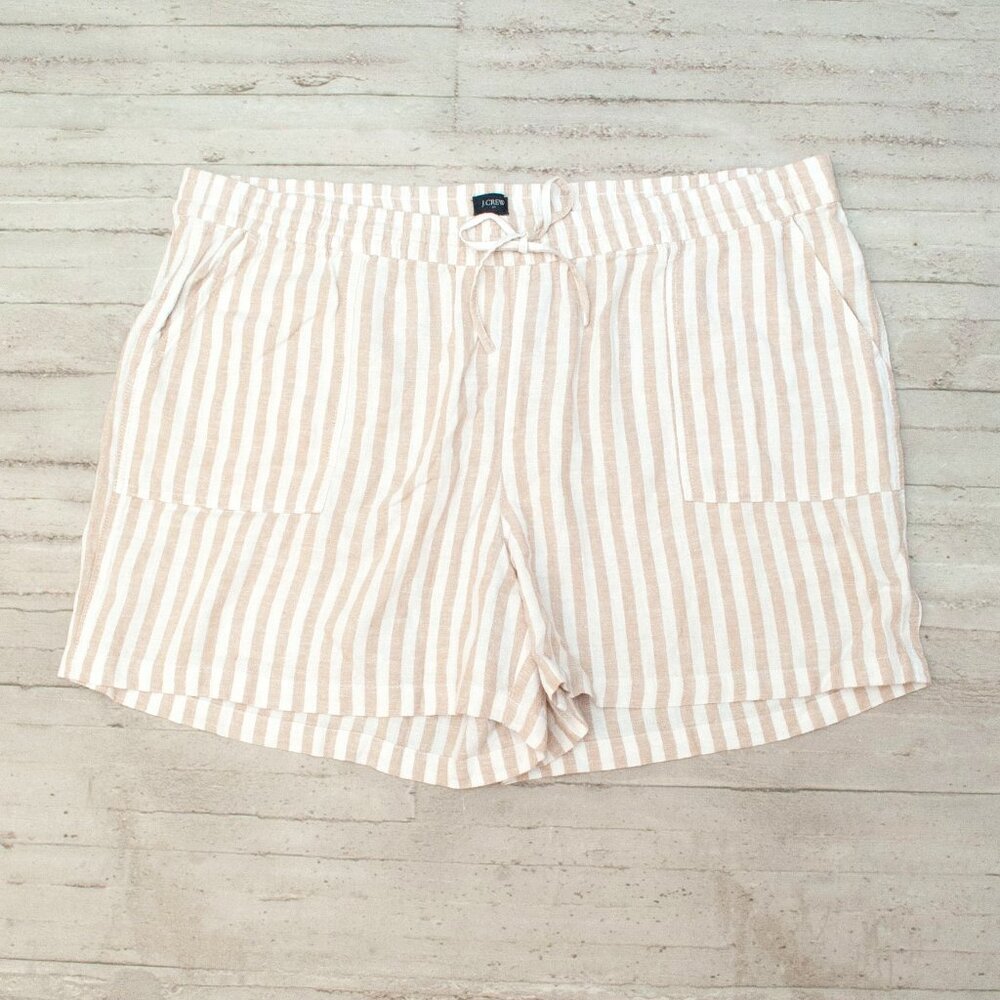 NWT J. Crew Linen Striped Drawstring Shorts size 2X